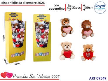 EXPO PALLETBOX IN CARTONE C/32 PZ PELUCHE S. VALENTINO 30 CM