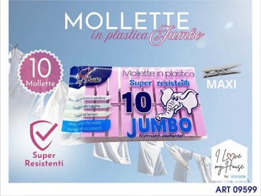 MOLLETTE PLASTICA ROSA 10 PZ COL ASS CM 14.5 X 10