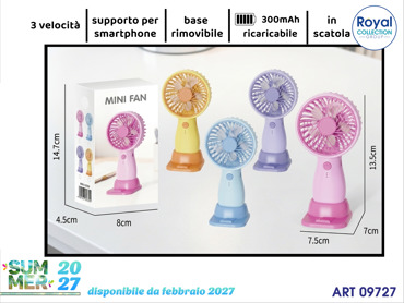 137 VENTILATORE PORTATILE C/SUPPORTO BATTERIA ASS